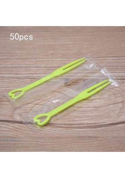 Yeşil-50 Adet Tarzı Tek Kullanımlık Plastik Catering Çatallar Meyve Çubuğu Parmak Yiyecek Seçici Plastik Meyve Çatalı Düğün Doğum Günü Parti Pasta Yiyecek Çatalları (Yurt Dışından)