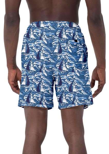 Erkek Havuz Deniz Desenli Şort 026 Lacivert modelleri