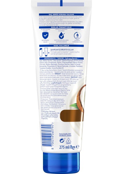 Head & Shoulders Derin Nemlendirici Kepek H. Cevizi Yağlı. Günlük Kullanım 275ML Saç Kremi