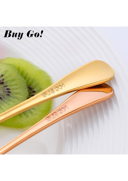 Soluk Altın Tarzı Çelik Meyve Tatlı Kek Çatalı Çevre Dostu Iki Dişli Yemek Salata Çatalı Sofra Gereçleri Otel Restoran Parti Malzemeleri (Yurt Dışından) indirimleri