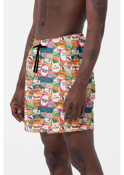 Erkek Havuz Deniz Desenli Şort 028 Beyaz modelleri