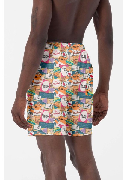 Erkek Havuz Deniz Desenli Şort 028 Beyaz fırsatları