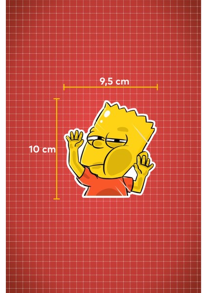 10 x 9,5 cm Bart Simpson Sticker Araba Laptop Oto Motor Sticker