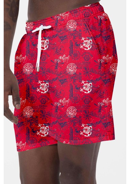 Erkek Havuz Deniz Desenli Şort 024 Kırmızı fiyatları