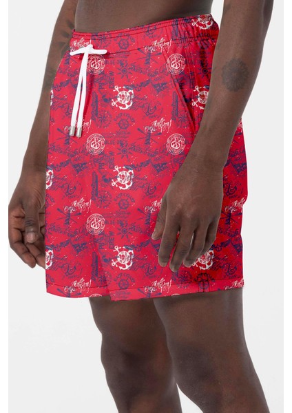 Erkek Havuz Deniz Desenli Şort 024 Kırmızı modelleri