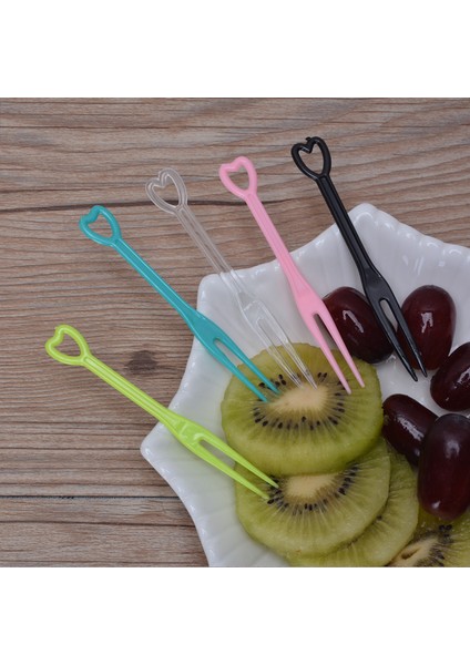 Yeşil-50 Adet Tarzı Tek Kullanımlık Plastik Catering Çatallar Meyve Çubuğu Parmak Yiyecek Seçici Plastik Meyve Çatalı Düğün Doğum Günü Parti Pasta Yiyecek Çatalları (Yurt Dışından)