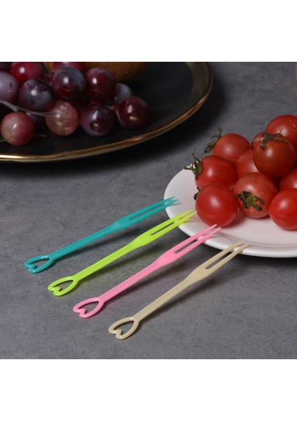 Yeşil-50 Adet Tarzı Tek Kullanımlık Plastik Catering Çatallar Meyve Çubuğu Parmak Yiyecek Seçici Plastik Meyve Çatalı Düğün Doğum Günü Parti Pasta Yiyecek Çatalları (Yurt Dışından)