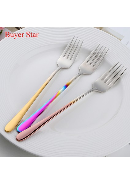 7 Adet Gül Altın Tarzı Uzun Saplı Yemek Çatalı Paslanmaz Çelik Kore Siyah Çatal Otel Restoran Parti Malzemeleri Yemek Takımı Biftek Altın Çatal (Yurt Dışından)