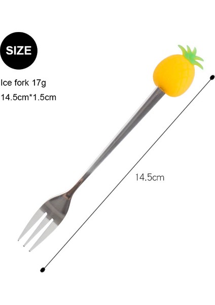 No.16 Tarzı Meyve Şekilli Paslanmaz Çelik Meyve Çatalı Kaşığı Yaratıcı Çilek Karpuz Ananas Tatlı Kaşığı Paslanmaz Çelik Meyve Çatalı (Yurt Dışından)