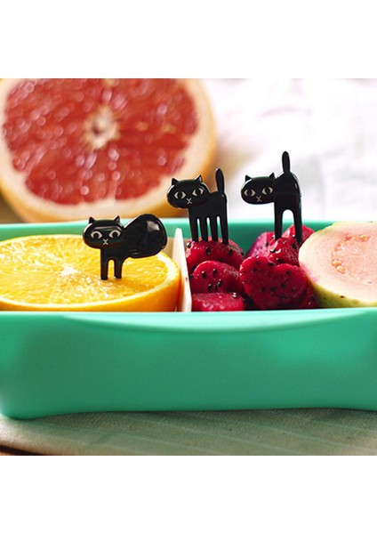 Siyah Stil 6 Adet Mini Hayvan Çatal Meyve Seçici Sevimli Siyah Kedi Çocuk Çatal Öğle Kutusu Bento Dekor Aksesuarları Meyve Çatal Seti (Yurt Dışından) fırsatları