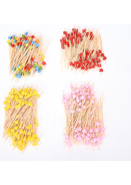 Bambu Çubuklar 12CM Tarzı Parti Büfesi Meyve Tatlıları Için 100 Adet Tek Kullanımlık Bambu Çatal Çubuk Skewer Çizgi Film Çatallar (Yurt Dışından)