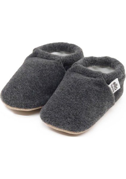 Polar Bebek Pandufu Ev Patiği, Kaydırmaz Taban, Organik Pamuk Astar Kreş Ayakkabısı, Antrasit Gri