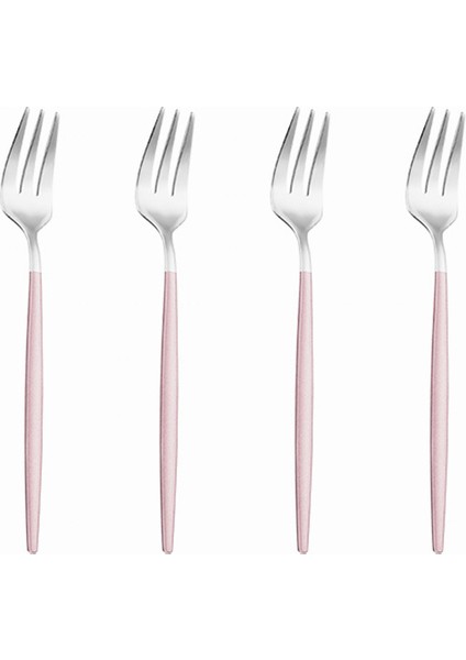 Parlak Pembe Gümüş Tarzı Paslanmaz Çelik Sevimli Meyve Çay Çatal Seti Meyve Tatlı Çatalı Şeker Çay Çatalı Içecek Mutfak Parti Malzemeleri (Yurt Dışından)
