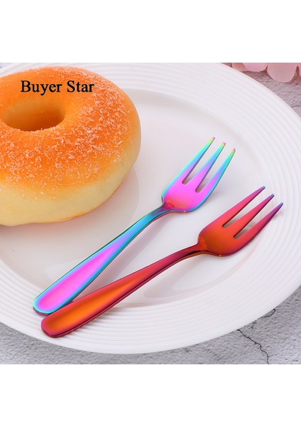 Altın Tarzı Alıcı Yıldız Sıcak 5.39'' Paslanmaz Çelik Çay Çatal Seti Metal Üç Dişli Yiyecek Pasta Çatalı Yemek Takımı Parti Restoran Için (Yurt Dışından) modelleri