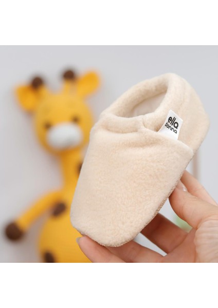 Polar Bebek Pandufu Ev Patiği, Kaydırmaz Taban, Organik Pamuk Astar Kreş Ayakkabısı, Bej fırsatları