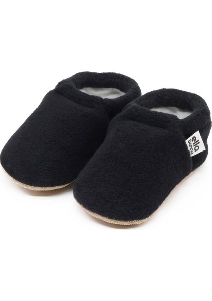 Polar Bebek Pandufu Ev Patiği, Kaydırmaz Taban, Organik Pamuk Astar Kreş Ayakkabısı, Siyah