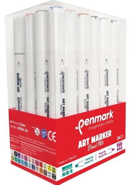 Art Marker Dual Nib Fırça Uç + Kesik Uç 24 Renk Set (Yerli Üretim)