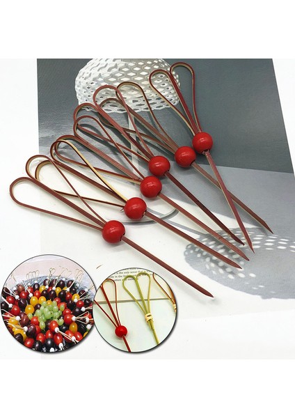 E Stili Tek Kullanımlık Bambu Bağlı Iğne Dönüşümlü Uçlar Kokteyl Yiyecek Meyve Çubuklar Çatal Stickler Büfe Cupcake Topper Düğün (Yurt Dışından)