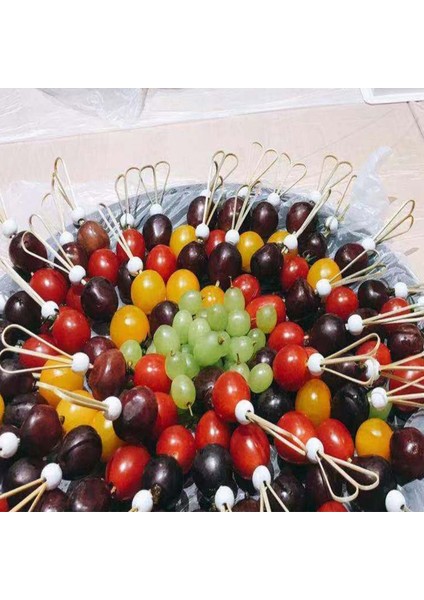 E Stili Tek Kullanımlık Bambu Bağlı Iğne Dönüşümlü Uçlar Kokteyl Yiyecek Meyve Çubuklar Çatal Stickler Büfe Cupcake Topper Düğün (Yurt Dışından)