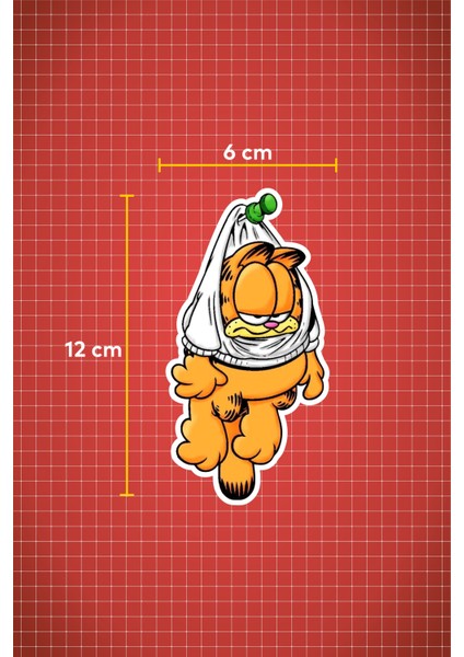 Quart Aksesuar 12 x 6 cm Garfield Sticker Motor Araba Kask Laptop Sticker