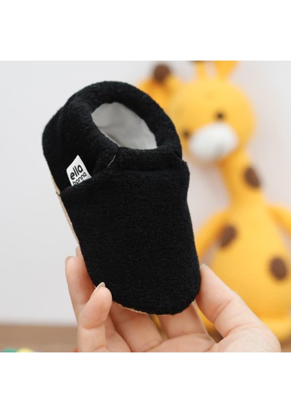 Polar Bebek Pandufu Ev Patiği, Kaydırmaz Taban, Organik Pamuk Astar Kreş Ayakkabısı, Siyah fırsatları