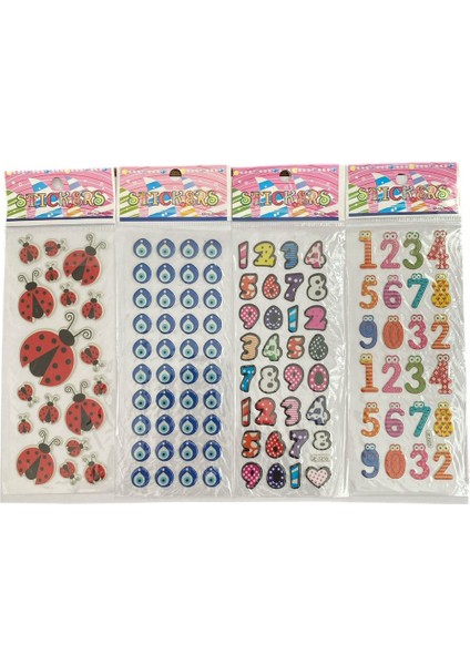 Alp Kids Uğur Böcegi Sayılar Nazar Boncuğu Sticker Çıkartma Defter 10 Adet Karışık