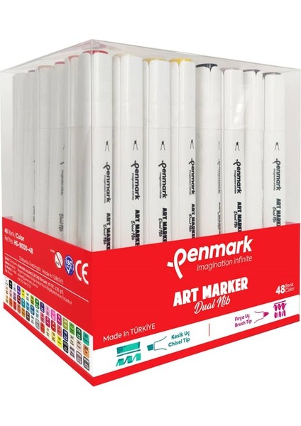 Art Marker Dual Nib Fırça Uç + Kesik Uç 48 Renk Set (Yerli Üretim)