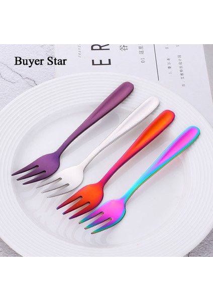 Pembe Tarzı Alıcı Yıldız Sıcak 5.39'' Paslanmaz Çelik Çay Çatal Seti Metal Üç Dişli Yiyecek Pasta Çatalı Yemek Takımı Parti Restoran Için (Yurt Dışından) indirimleri