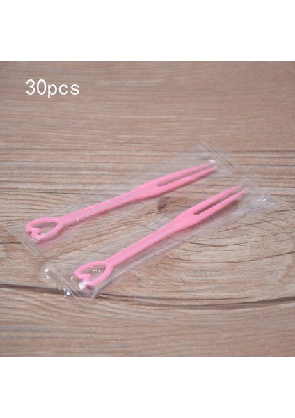 Pembe-30 Adet Tarzı Tek Kullanımlık Plastik Catering Çatallar Meyve Çubuğu Parmak Yiyecek Seçici Plastik Meyve Çatalı Düğün Doğum Günü Parti Pasta Yiyecek Çatalları (Yurt Dışından)