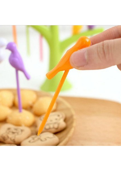 10 Adet-Mini Tarzı Yemek Takımı Gıda Çubukları Ağaç Kuşlar Tasarımı Plastik Meyve Çatalı Yeni Sıcak Satış Tatlı Çatal Sebze Gıda Meyve Çatal Seti (Yurt Dışından)