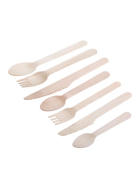 No.5 Tarzı Tahta Mutfak Araçları Tek Kullanımlık Ahşap Kaşık Çatal Bıçak Tatlı Masası Süsleme Malzemeleri Ev Düğün Parti Malzemeleri (Yurt Dışından) modelleri