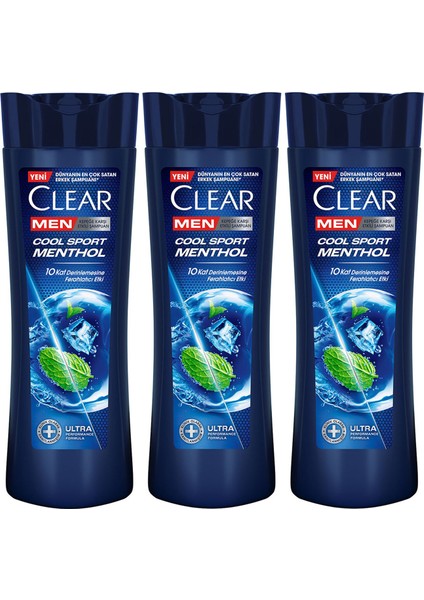 Men Kepeğe Karşı Etkili Şampuan Cool Sport Menthol 350 ml x 3 Adet