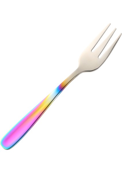 Gradyan Gökkuşağı Stili Paslanmaz Çelik Gökkuşağı Mini Pasta Meyve Çatalı Akşam Yemeği Salata Çatalı Sofra Takımı Siyah Altın Tatlı Çatal Sunucu Yemek Takımı Seti (Yurt Dışından)
