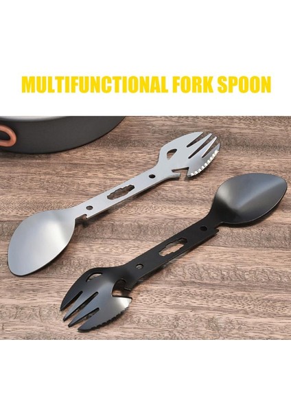 Siyah Stil Kamp Çatal Kaşık Çok Fonksiyonlu Kaşık 5 In 1 Entegre Çatal Kaşık Açık Bıçak Şişe Kutu Açacağı (Yurt Dışından) fırsatları