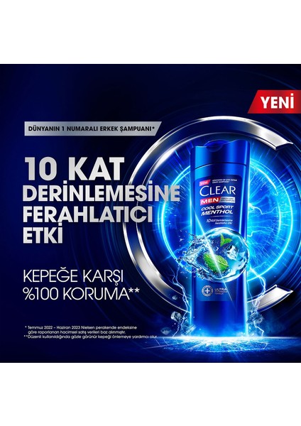 Men Kepeğe Karşı Etkili Şampuan Cool Sport Menthol 350 ml x 3 Adet
