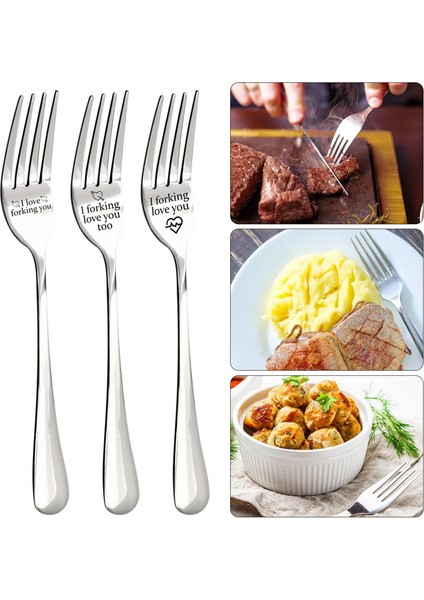 Çatal-03 Tarzı Gravürlü Çatal - Eşinize, Kocanıza ve Ailenize En Iyi Hediye Paslanmaz Çelik I Seni Çatalla Seviyorum Mutfak Aracı Mektup Baskılı Çatallar Kaşık (Yurt Dışından)