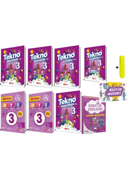 Tekno 3. Sınıf Tüm Dersler Seti 18 Kitap