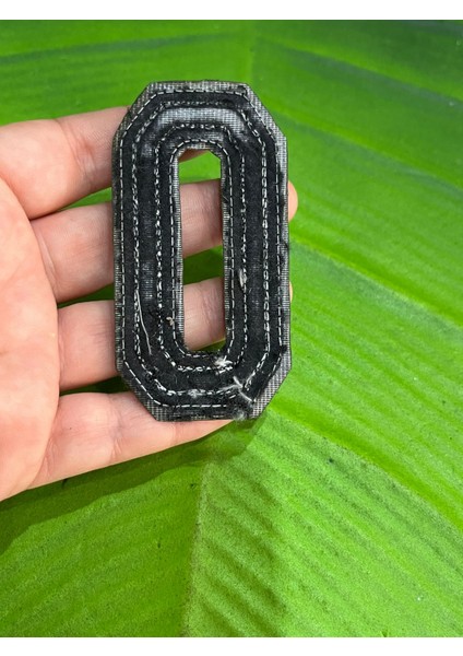 8x4 cm Deri Siyah O Harfi Arma Dikiş Aplike