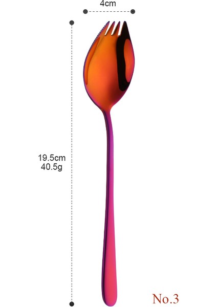 Turuncu Kırmızı-1 Adet Tarzı 1 Yaratıcı Tasarım Mutfak Sofra Araçları Paslanmaz Çelik Sporklar Tatlı Çatal Kaşık Noodle Salata Meyve Mutfak Araçları (Yurt Dışından)