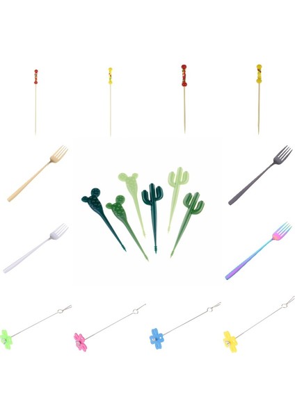 Gök Mavisi Tarzı Mini Karikatür Hayvan Çiftliği Meyve Çatal Çocuk Atıştırmalık Kek Tatlı Gıda Meyve Çubuğu Kürdan Bento Öğle Yemeği Parti Süsleme Sofra Takımı (Yurt Dışından) modelleri