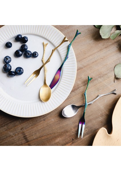 No.6 Tarzı Dal Desen Bıçak Seti Çay Kaşığı ve Çatal Dayanıklı Paslanmaz Çelik Yemek Takımı Meyve Tatlı Çatal Ev Mutfak Aracı (Yurt Dışından) fırsatları