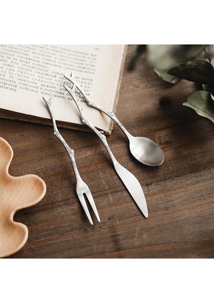 Bıçak Altın Tarzı Paslanmaz Çelik Yaprak Çatal Kaşık Küçük Altın Kahve Kaşığı Pasta Tatlı Meyve Çatalı (Yurt Dışından) fiyatları