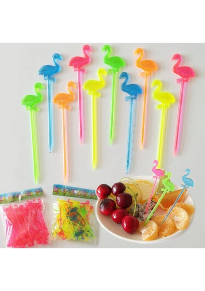 No.2 Tarzı 50 Adet Flamingo Yemek Çubuğu Büfe Cupcake Meyve Çatalları Kek Tatlı Salata Çöp Kürdan Iskender Parti Malzemeleri (Yurt Dışından)