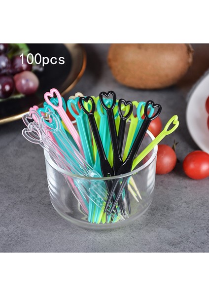 100 Adet Tarzı Karıştırın Tek Kullanımlık Plastik Catering Çatallar Meyve Çubuğu Parmak Yiyecek Seçici Plastik Meyve Çatalı Düğün Doğum Günü Parti Pasta Yiyecek Çatalları (Yurt Dışından)