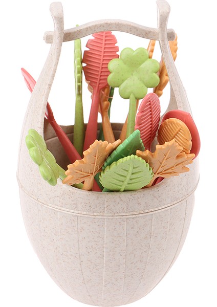 Bej Tarzı Nordik Tarzı Buğday Samanı Varil Yaprak Meyve Çatalı Öğle Kek Tatlı Çubukları Sandviç Çatalı Düğün Parti Dekorasyonu (Yurt Dışından)