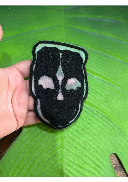 12X7 cm Siyah Tüllü Kuru Kafa Arma Dikiş Aksesuarı