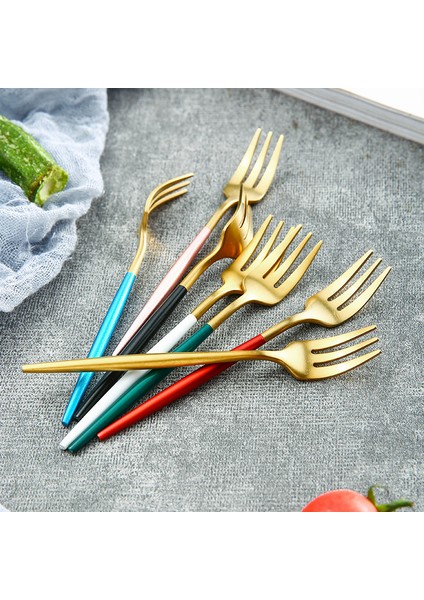 6 Adet Kırmızı Şerit Stili Altın Çatal Kahve Çatalı Sofra Seti Paslanmaz Çelik Küçük Meyve Çatalı Yemek Takımı Seti Altın Kek Atıştırmalık Altın Salata Çatalı Çatal Seti (Yurt Dışından) fiyatları