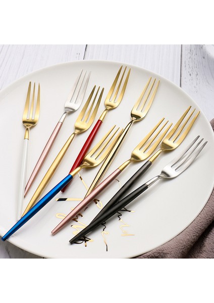 6 Adet Kırmızı Şerit Stili Altın Çatal Kahve Çatalı Sofra Seti Paslanmaz Çelik Küçük Meyve Çatalı Yemek Takımı Seti Altın Kek Atıştırmalık Altın Salata Çatalı Çatal Seti (Yurt Dışından) modelleri