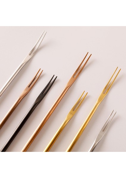 A3 Stili Paslanmaz Çelik Meyve Çatalı Japon Tarzı Ev Iki Dişli Pasta Tatlı Çatalı Minimalist Kokteyl Minderleri (Yurt Dışından) modelleri