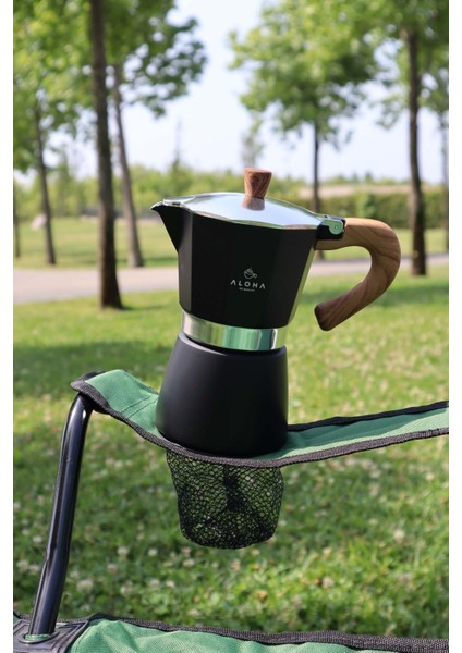 Moka Pot 300ML 6 Bardak Siyah Kırmızı